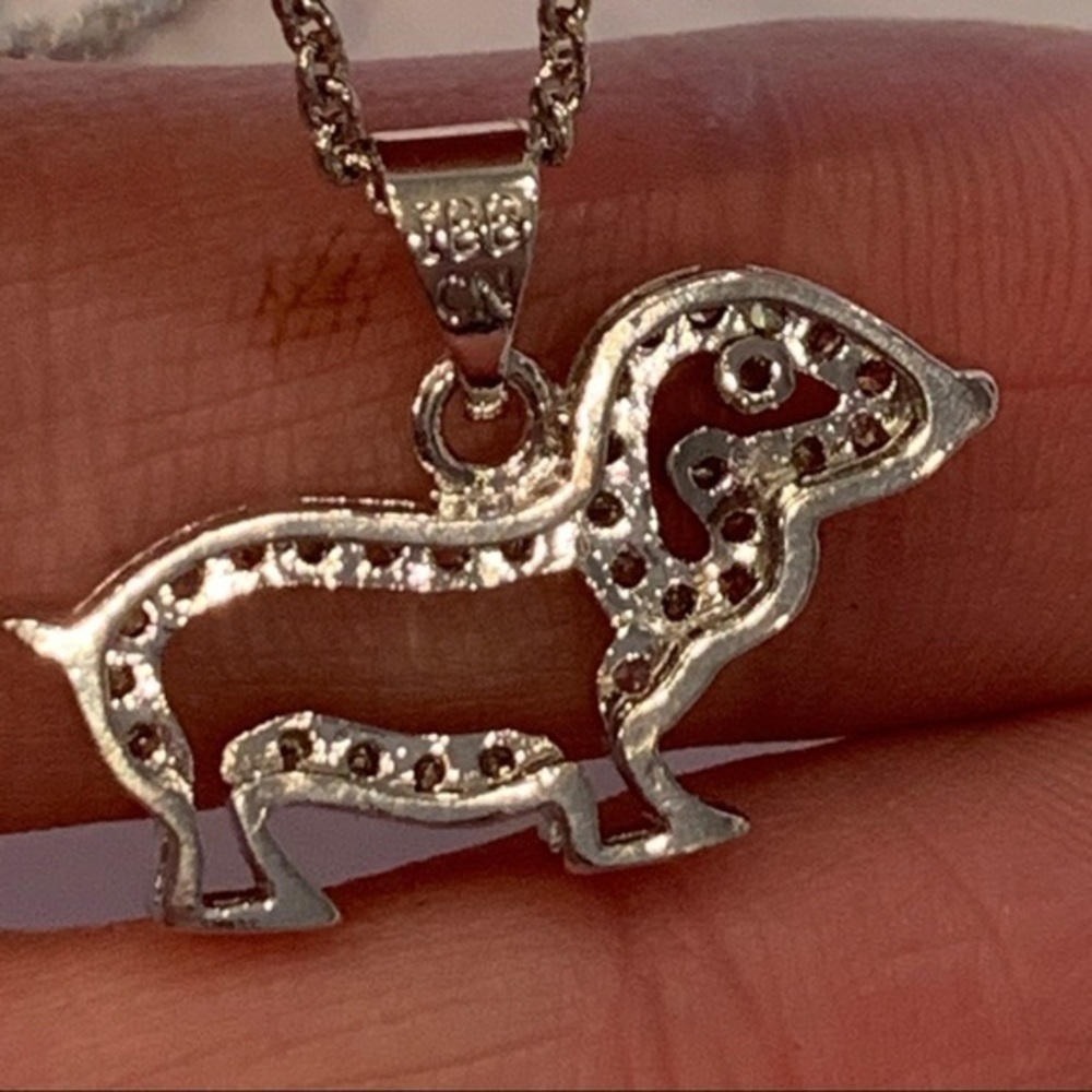 IBB silver tone crystal dog delicate necklace - Picture 3 of 8